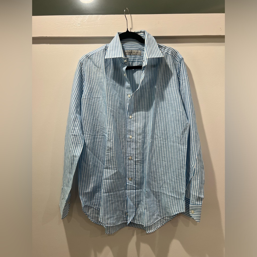 Etro Light Blue Striped Button Down Shirt